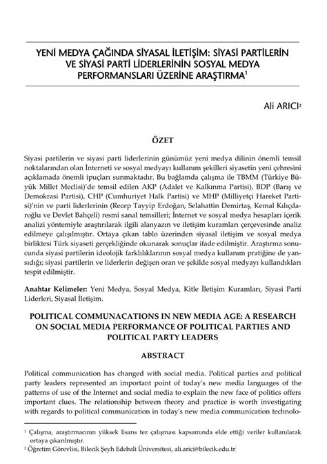 Medya ve Siyasi İletişim